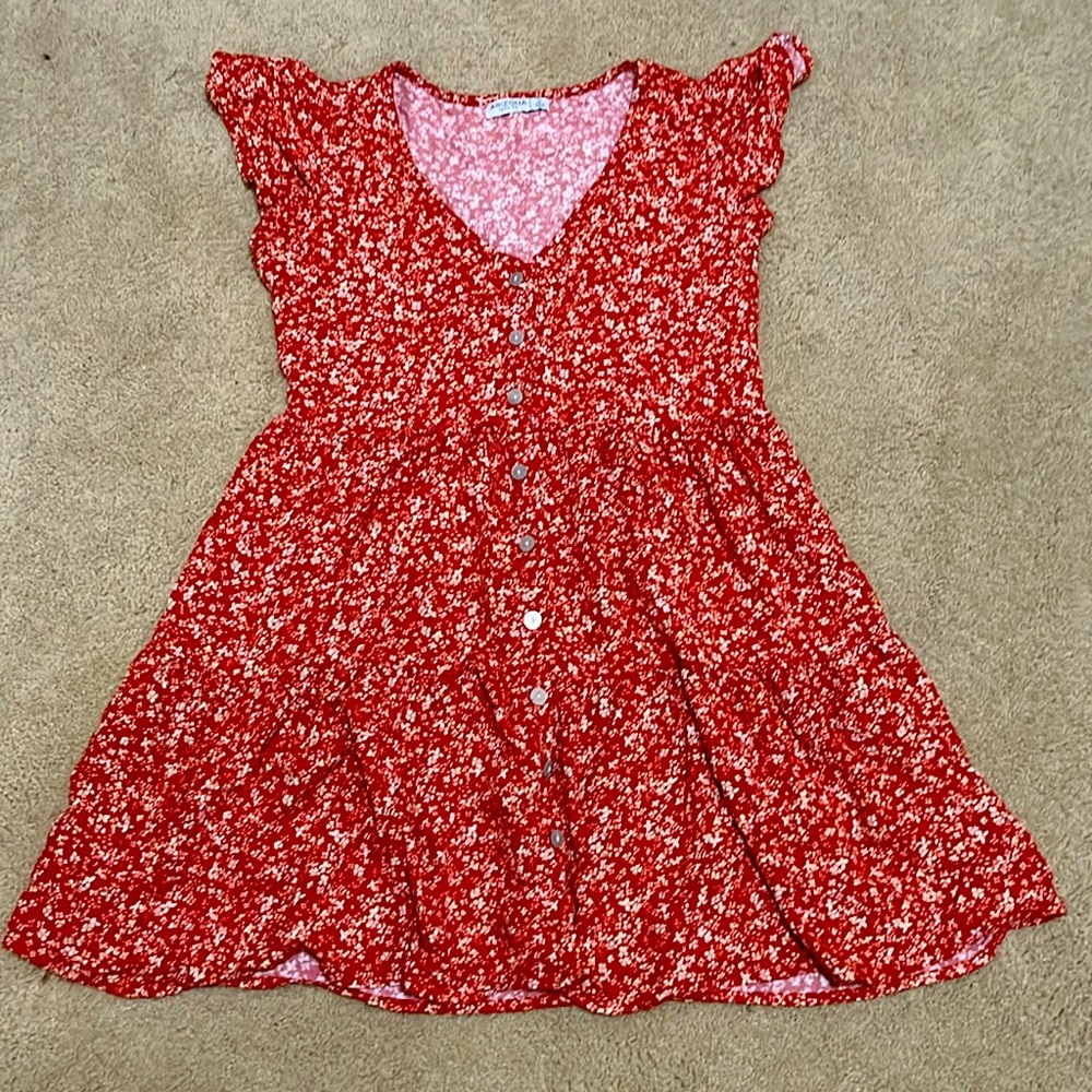 Red floral dress